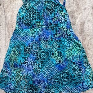 Swim Solutions Blue Patterned One Piece Swim dress with Keyhole